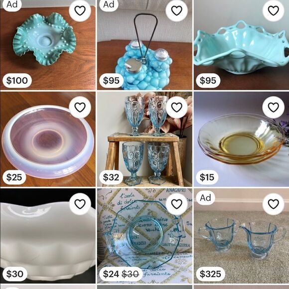 Vintage Rare Fostoria Aqua Turquoise Milk Glass Depression pressed glass dish - Picture 12 of 17